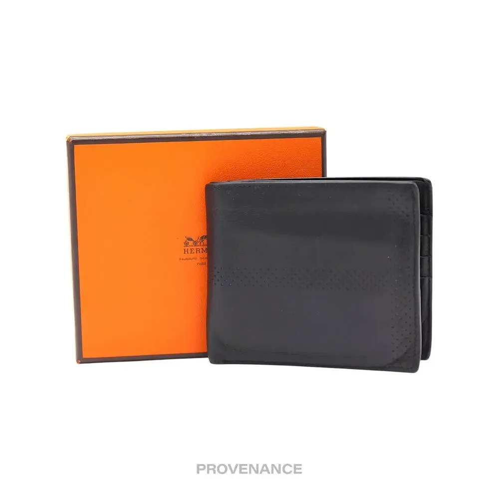 🔴 Hermès 8CC Bifold Wallet - Black Perforated H